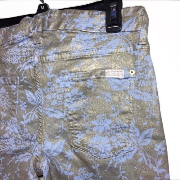 New 74AM Gold & Blue Floral Skinny Jeans 28 6 - Picture 4 of 7